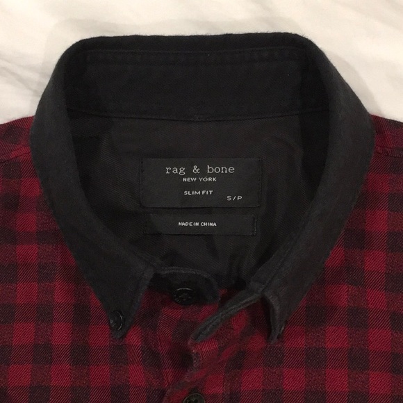 Rag & Bone Mens Red Checkered Button Shirt - Picture 4 of 4